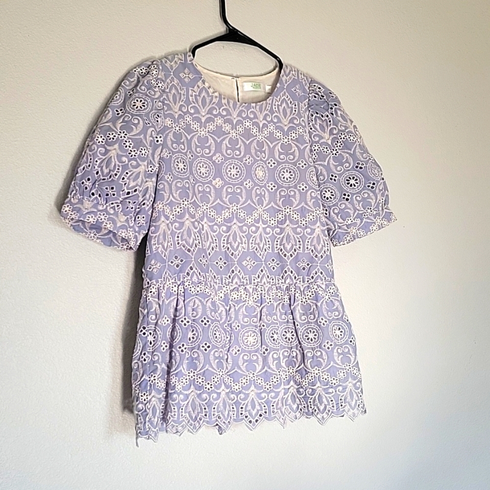 Lined Eyelet Top,  Dusty Blue